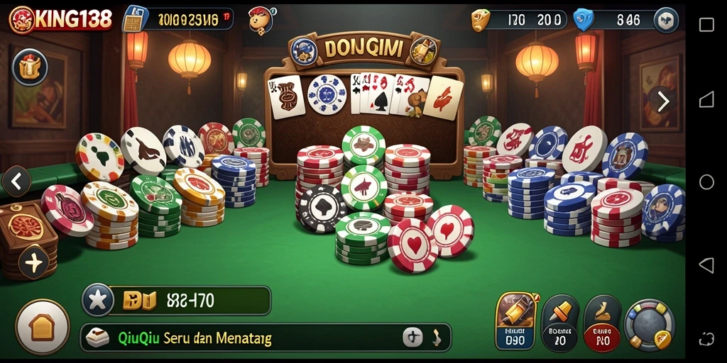 Tampilan gameplay seru dalam KING138 saat bermain QiuQiu.