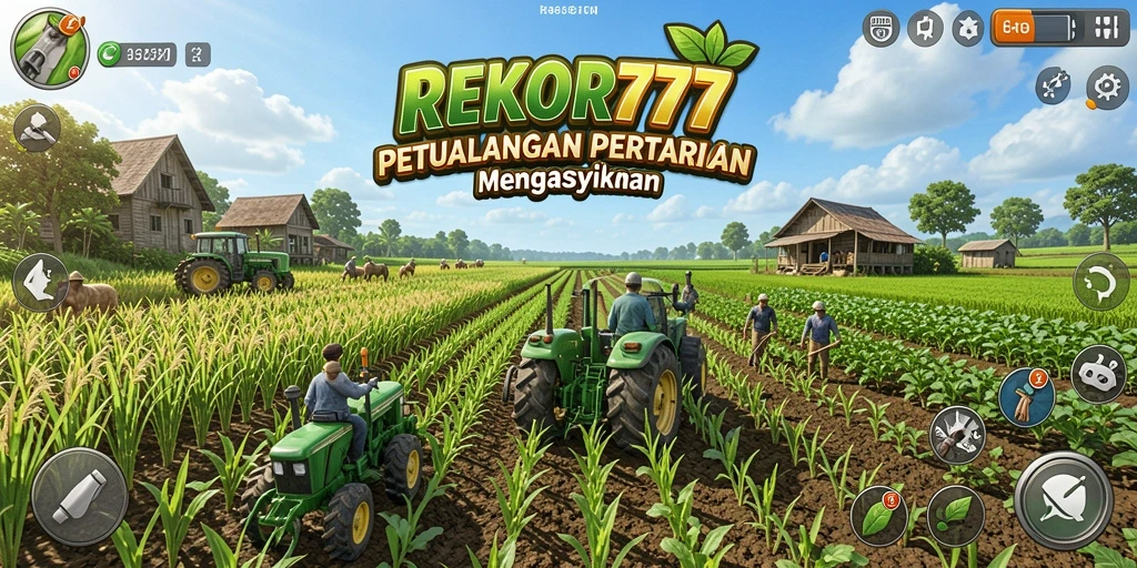 Tampilan gameplay menarik dalam REKOR777 dengan suasana pertanian yang alami.